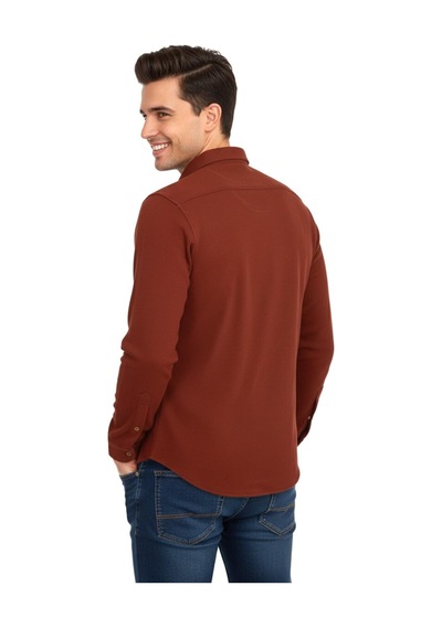 Advante Erkek Kışlık Silim Fit Kaşkorse Dokuma Gömlek Bgl-st04935 Kiremit