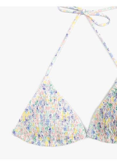 Koton Boyundan Bağlamalı Gipeli Üçgen Bikini Üstü Beyaz Desenli 5sak10095mm Beyaz Desenli
