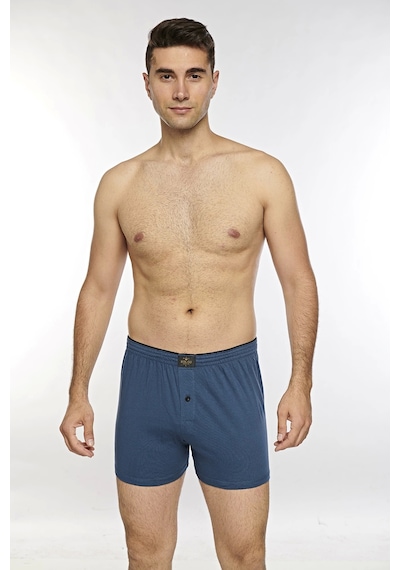 Kolcu Önü Düğmeli Erkek Havlu Bel Boxer K13230 - İndigo İndigo