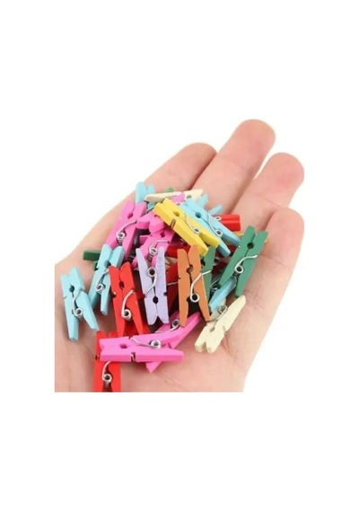 100lü Renkli Ahşap Mandal Seti 2.5 Cm Çok Renkli