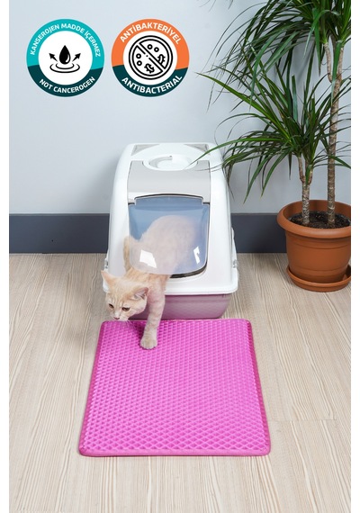 40x55 Cm Hücreli Kedi Kumu Paspası Kedi Matı Kedi Tuvalet Önü Paspası Pembe