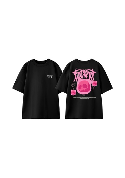 Thewert Art10 Tasarım Sırt Baskılı Pamuk Siyah Oversize T-shirt