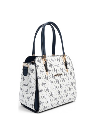 Silver & Polo Silver Polo Beyaz - Lacivert Monogram Kadın El Çantası Sp1136