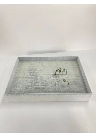 Yerli Üretim Süet Kumaş Gri Renk 34/24 Cm Batırmalı Çekmeçe Içi Bileklik Kelepçe Tablası Çok Renkli