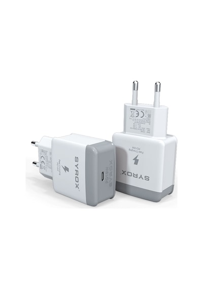 Syrox Pd18B Type-C Pd Çıkışlı Şarj Adaptörü (Başlık) 18W Qc 3.0A