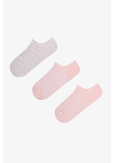 Penti Parlak Blush Çizgili Simli 3 Çift Sneaker Çorap Çok Renkli