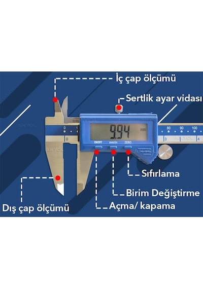 Dasqua 150Mm Dijital Kumpas 0.01Mm/0.0005"