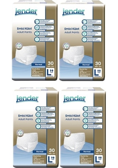 Jender Emici Külot Hasta Bezi Büyük Boy L 4 x 30'Lu 120 Adet