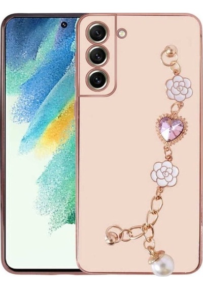 Galaxy S21 Fe Kılıf El Tutamaçlı Kamera Korumalı Zore Taka Silikon Kapak Pembe