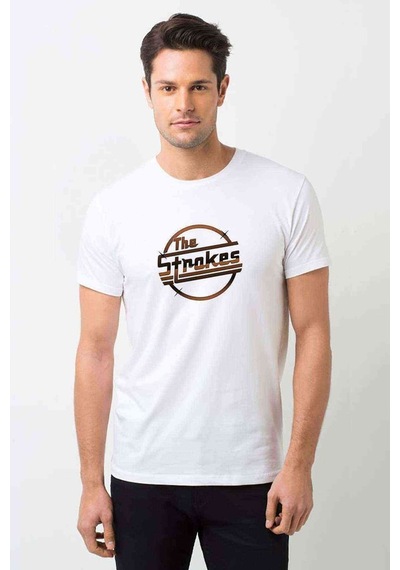 The Strokes Baskılı Beyaz Erkek Tshirt