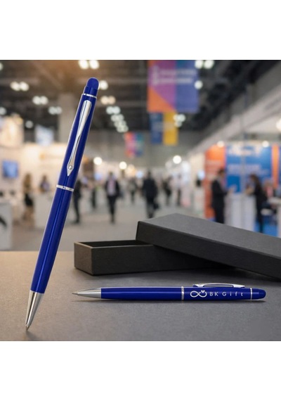 Bk Kurumsal Promosyon 1022 Metal Lacivert Touchpen Kalem 10 Adet Lazer Baskılı Logolu Tükenmez Kalem