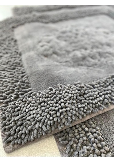Pamukkent Süper Emici 2'li%100 Pamuk Ultra Lüks Banyo Paspası Seti 60x100 Cm Ve 50x60 Cm Antra Diğer