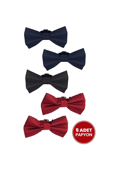 Tudors 5'li Paket Armürlü Lacivert-siyah-kırmızı Erkek Papyon-33274 Multi