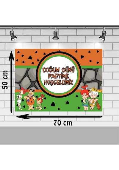 Taş Devri Çakıl Doğum Günü 50X70 Cm Taş Devri Doğum Günü Kons
