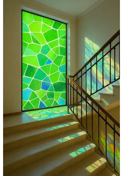 Vitray Desen Yapışkanlı Şeffaf Folyo 67cmx 2 Metre Açık Yeşil