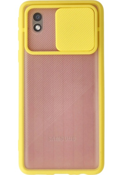 Newface Samsung Galaxy Uyumlu A01 Core Kılıf Palm Buzlu Kamera Sürgülü Silikon Semeglbl - 72 - Sarı