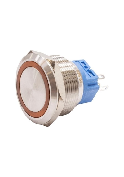 Motorobit 25B-P1-E 25Mm Düz Yaylı Işıklı Metal Buton - Sarı