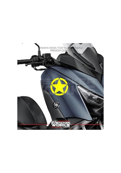 Yamaha Xmax Yıldız Sticker Yan Grenaj Desen İkili Sticker Sarı