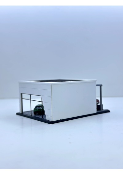 1/64 Ölçekli Beyaz Renkli Showroom Tasarımlı Diorama Araç Sergileme Garajı 3d Baskı