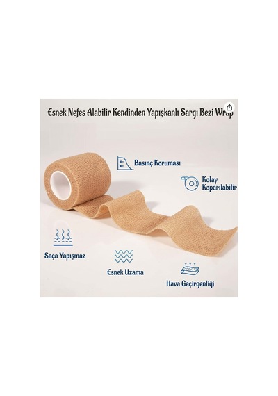Kendinden Yapışkanlı Elastik Koban Bandaj Ten Renkli 12 Adet Coban