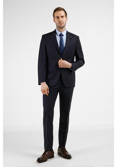 İmza Lacivert Mono Yaka 6 Drop Comfort Fit Tam Astar Yünlü Takım Elbise 1001255178