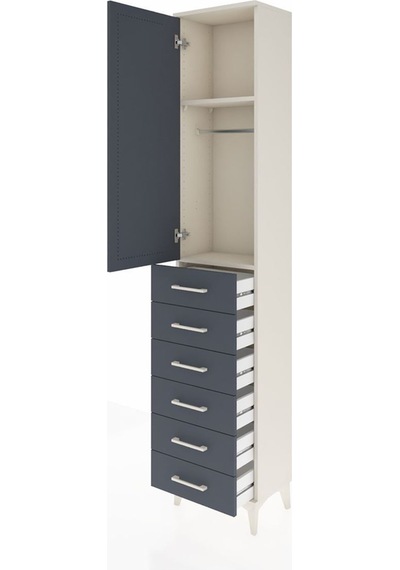 Arges Dolap 2 Raflı 6 Çekmeceli Tek Askılı 44x30x221 Aytaşı-antrasit Aytası
