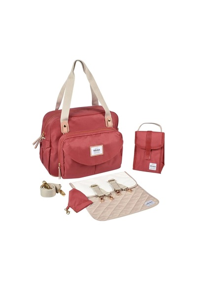 Beaba Sydney Iı Bebek Bakım Çantası Mavi Desenli 44x26x27 Cm Kırmızı