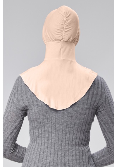 Sonbaharmoda Kadın Pratik Tesettür Sporcu Boyunluklu Hijab Geçmeli Bone Bej