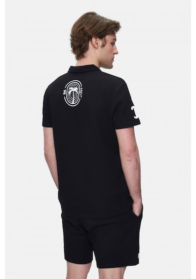 Ucla Russel Siyah Polo Yaka Baskılı Standard Fit Erkek Tshirt Siyah