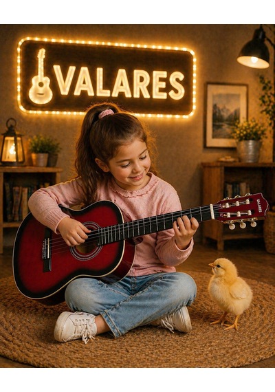 Valares Qcg3024 34 1/2 Yarım Boy Klasik Gitar Kırmızı Askı Aparatlı Çocuklar İçin İdeal Kolay Çalım