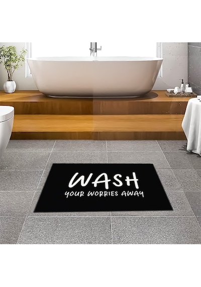 Evaşk Banyo Paspası İpeksi Kadifemsi Halı Yüzey Kaymaz Taban 40x60 BM03740S Siyah