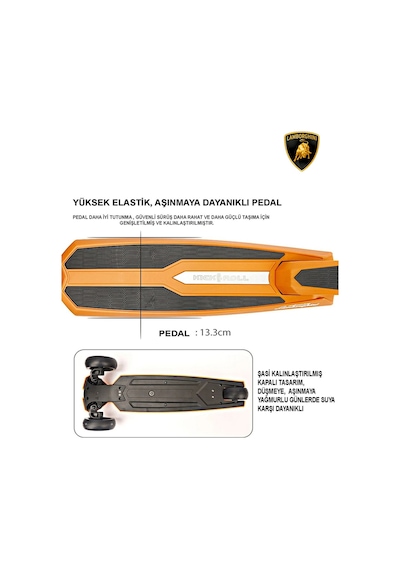 Lamborghini Lisanslı L1 Luxury Katlanabilir 3 Tekerlekli Işıklı Çocuk Scooter Pembe