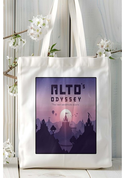 Art Hediye Alto S Odyssey Mobil Oyun Baskılı Bez Çanta Omuz Çantası Çift Tafaflı Baskı Kişiye Özel 2 Çok Renkli