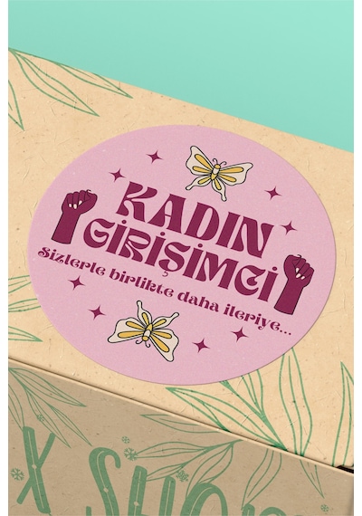 Kadın Girişimci Yuvarlak Sticker Paket Etiketi 3x3cm St2412 Çok Renkli