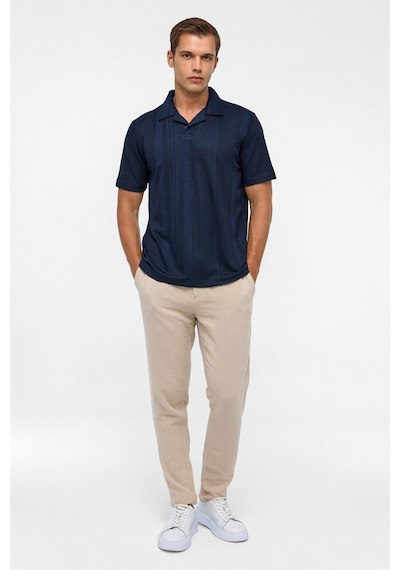 Süvari Lacivert Regular Desenli Polo Yaka Tişört-38364 Lacivert