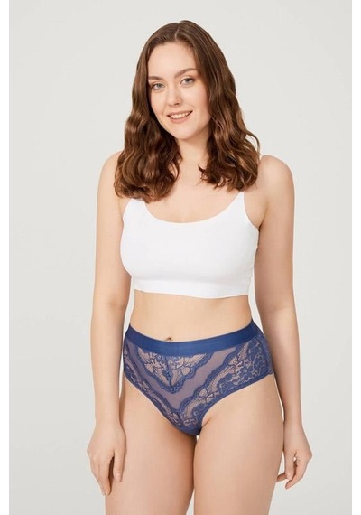 Cottonhill Dantelli Arkası Transparan Büyük Beden Bikini Külot 3'lü Paket-2 Çok Renkli 3