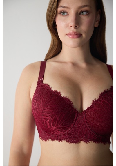 Magic Form Motifli Dantelli Toparlayıcı Sütyen Bordo - 514690490 Bordo