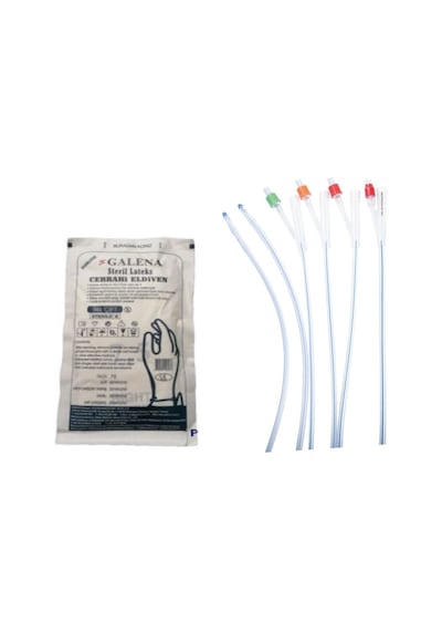 Galena Foley Sonda Silikon 2 Yollu No 20 + Steril Pudrasız Latex Eldiven No: 7 - 7.5 - 8