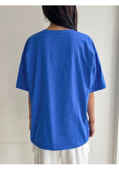 Flood Of Style Kadın Mavi Oversize Bisiklet Yaka Tshirt