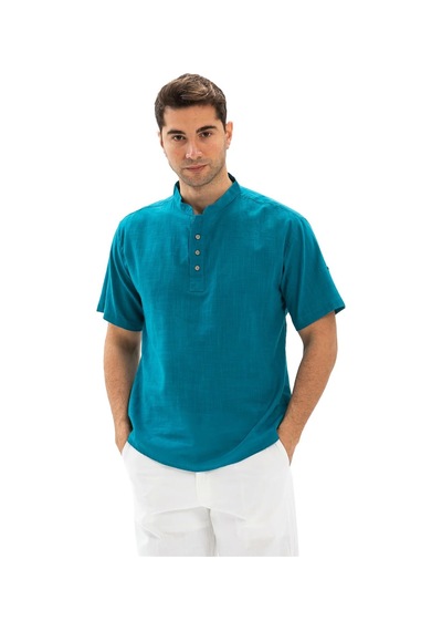 Kısa Kol Şile Bezi Bodrum Erkek T-shirt Petrol 3053-petrol Petrol
