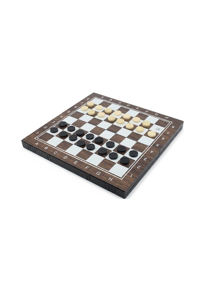 Lüks Ahşap Ceviz Görünümlü Katlanabilir 3 Ü 1 Arada Satranç Dama Tavla Seti 34 X 34 Cm Oyun Takımı
