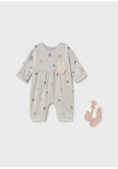 Mayoral Kız Bebek Tulum Ve Çorap - Mayoral - Gri - 6-9 Ay - 2755-gri-6-9 Ay
