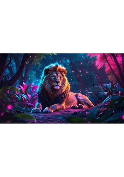 Hayvan Figürlü Atşl Gözler Aslanlı Pvc 60x90 Cm Çerçevesiz Tablo 32