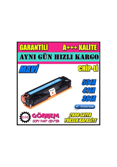 Hp M351 / M351A Uyumlu Toner Mavi (Ce411A)