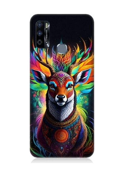 Infinix Hot 9 Uyumlu Mistik Ala Geyik Desenli Silikon Kılıf