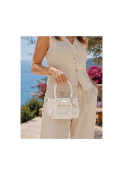 Just Polo Kadın Yeni Sezon Aksesuar Detaylı El Ve Omuz Çantası Ebat : 12 X 21 Cm Shopper Beyaz