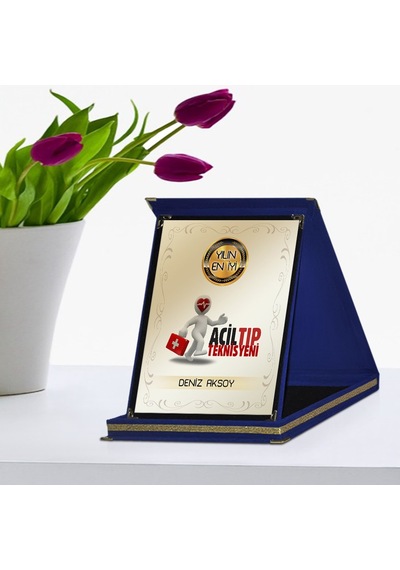 Kişiye Özel Yılın En İyi Acil Tıp Teknisyeni Lacivert Plaket Ödül
