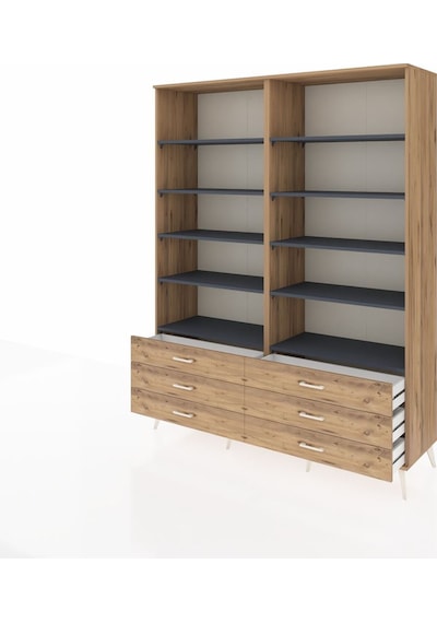 Hyperion Gardrop 10 Raflı 6 Çekmeceli 176x44x221 Çam-antrasit/çam Antrasit/çam Hyperion Gardrop 10 Raflı 6 Çekmeceli 176x44x221 Çam-antrasit/çam Antrasit/çam