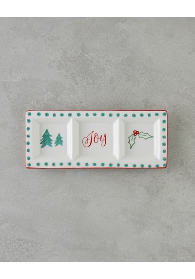 English Home Joy Dolomite Sunumluk 25x10 Cm Beyaz - Kırmızı Beyaz - Kırmızı