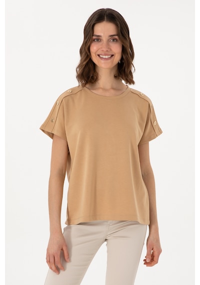 U.S. Polo Assn. Kadın Camel Bisiklet Yaka Tişört 50300737-VR015